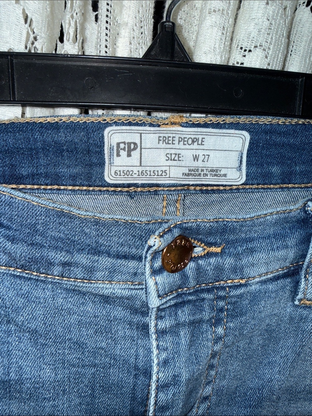 Free People Midwash Skinny Jeans with Frayed Hem - Picture 4 of 6